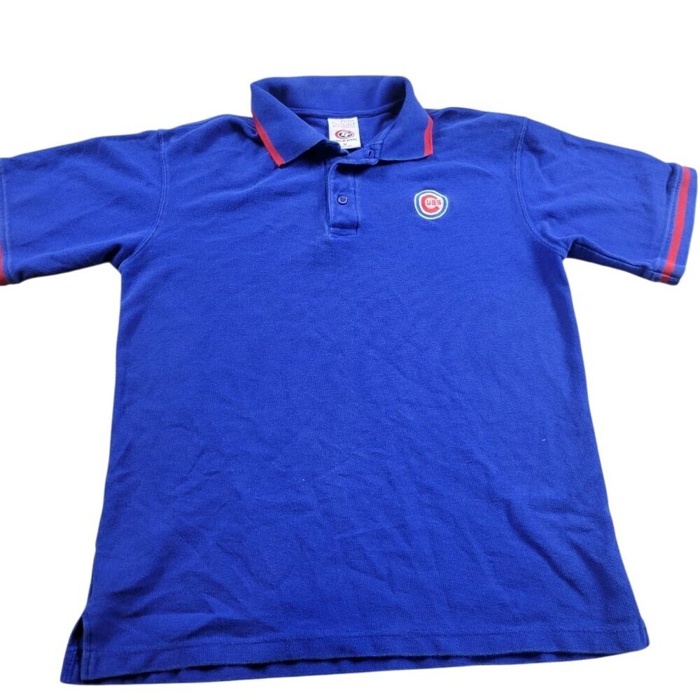 Vintage Chicago Cubs Polo Shirt Adult Medium Blue True Fan Short Sleeve